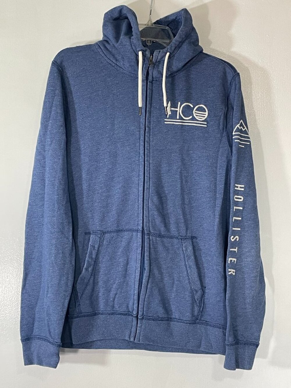 Hollister Men’s Blue Full Zip Hoodie Size Large Cotton Poly Excellent
